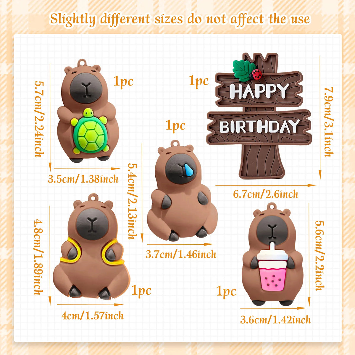 LaVenty Capybara Cake Toppers Mini Blowfish Cake Decorations Birthday Party Supplies for Capybara Cake Topper Summer Pool Favors