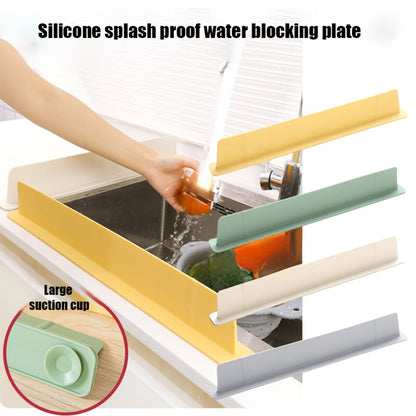 Sink Splash Guard, Suction Cup Water‑Blocking Baffle for Kitchen Countertop