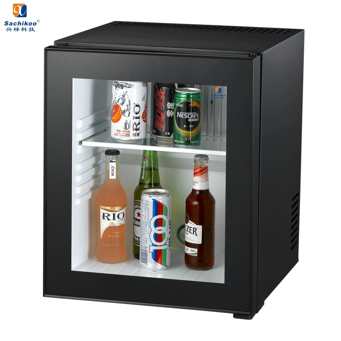 Glass Door Minibar Fridge Refrigerator for Hotel No Noise Luxury 40L Haino Teko 220v 65 Air Cooling Diagnostic Tools Fridge 65W