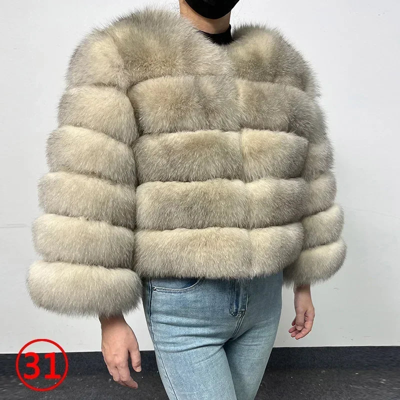 2023 Natural Real Fox Fur Coat Women Winter Warm Luxury Fur Jacket Detachable Long Sleeves Female Vest Furry Coats Outerwear