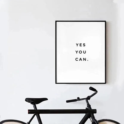 Yes You Can Motivational Phrase Poster and Print Minimalist Quotes Poster Canvas Black White Wall Art Picture Nordic Home Decor