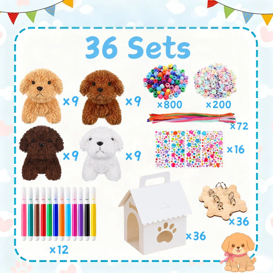 8-36Sets DIY Adopt A Puppy Party Favor Teddy Dog Stuffed Animal Bulk Adopt Me Plush Mini Animals for Dog Birthday Party Favors