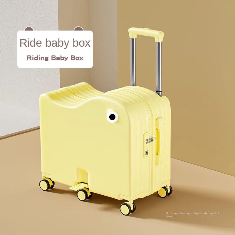 Children's Luggage Can Sit Ride Suitcase Six Wheel Luggage Set Luggage with Cup Holder Travel Suitcase