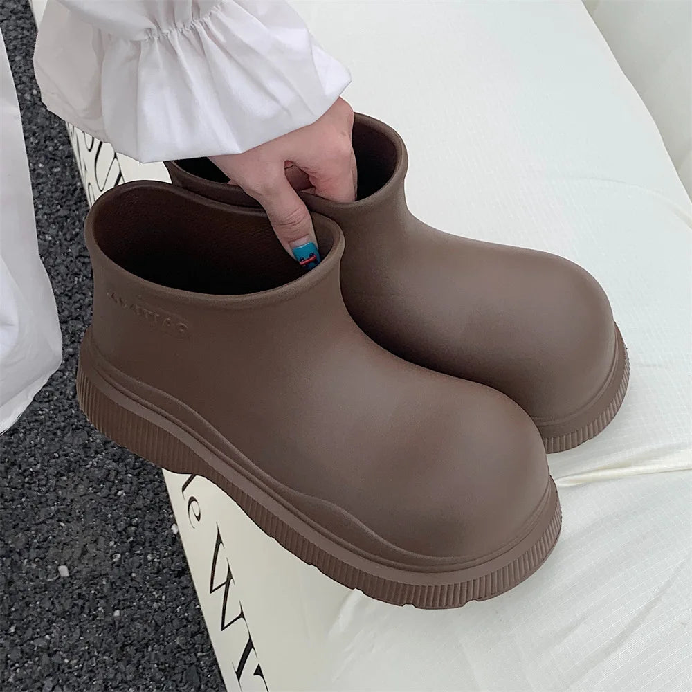 Rubber boots for women waterproof boots short barrel loose water shoes thick bottom ankle women's rain boots