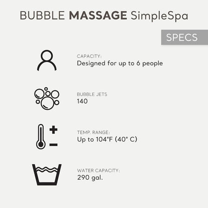 SimpleSpa 6 Person Inflatable Hot Tub, Portable Spa with 140 Jets, Custom
