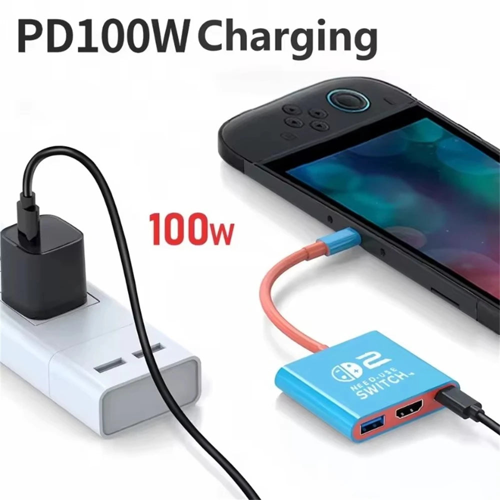 Switch 2 Dock for Switch 2 TV Docking Station with 4K HDMI 2.0 USB 3.0 Port & PD Charging USB-C to HDMI Adapter