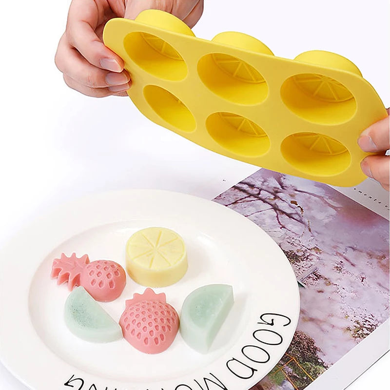 Silicone Ice Mold Fruit Shape Chocolate Candy Molds Set 6 Cavity Silicone Baking Mold Ice Cube Tray-Wedding,Parties DIY Crafts