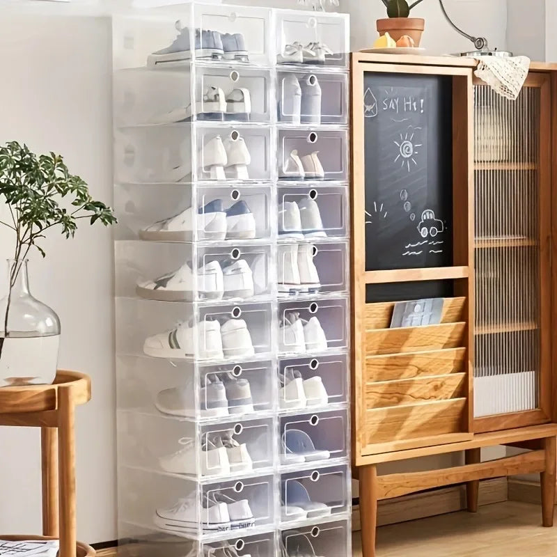 1/6PCS 33x23x14cm Plastic Shoes Case Drawer Case Thickened Transparent Shoebox Shoe Organizer Plastic Shoe Boxes Stackable Box