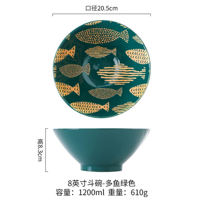 Japanese Ramen Bowl Household Soup Bowl Salad Bowl Ceramic Tableware Instant Noodle Bowl Ceramic Tableware