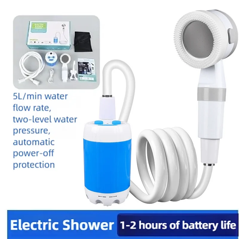 Portable Camping Shower Pump with Digital Display 4000mAh Upgraded Rechargeable Electric Shower Pump Camping Beach Dormitory