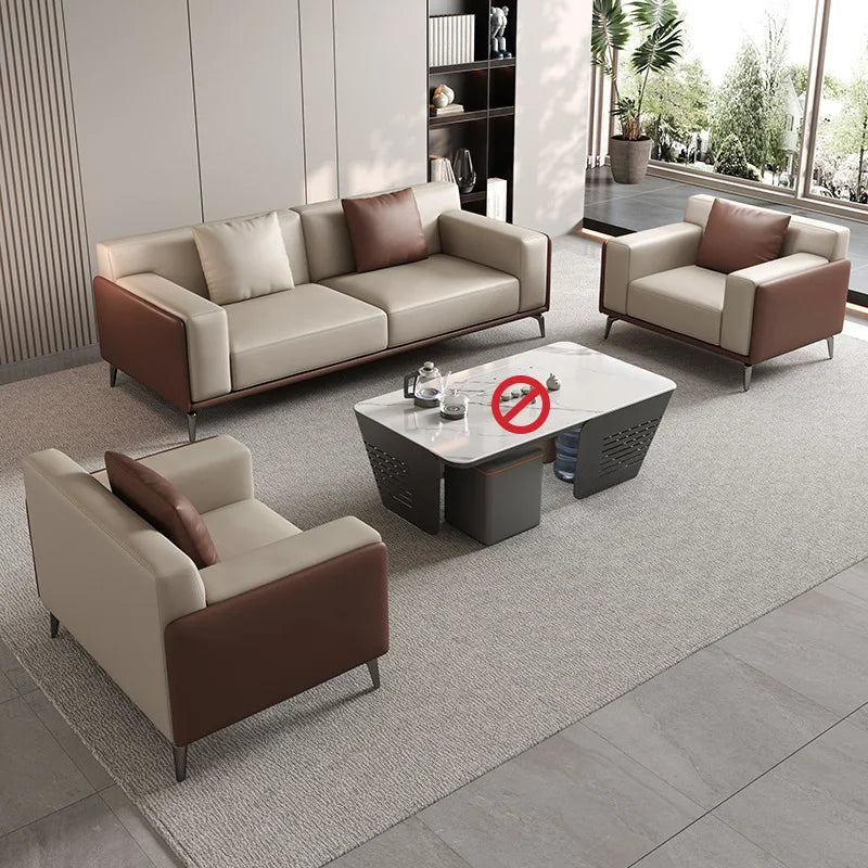 Office Sofa Simple Modern Business Leisure Reception Room Meeting Area Three-person Office Sofa Coffee Table Combination