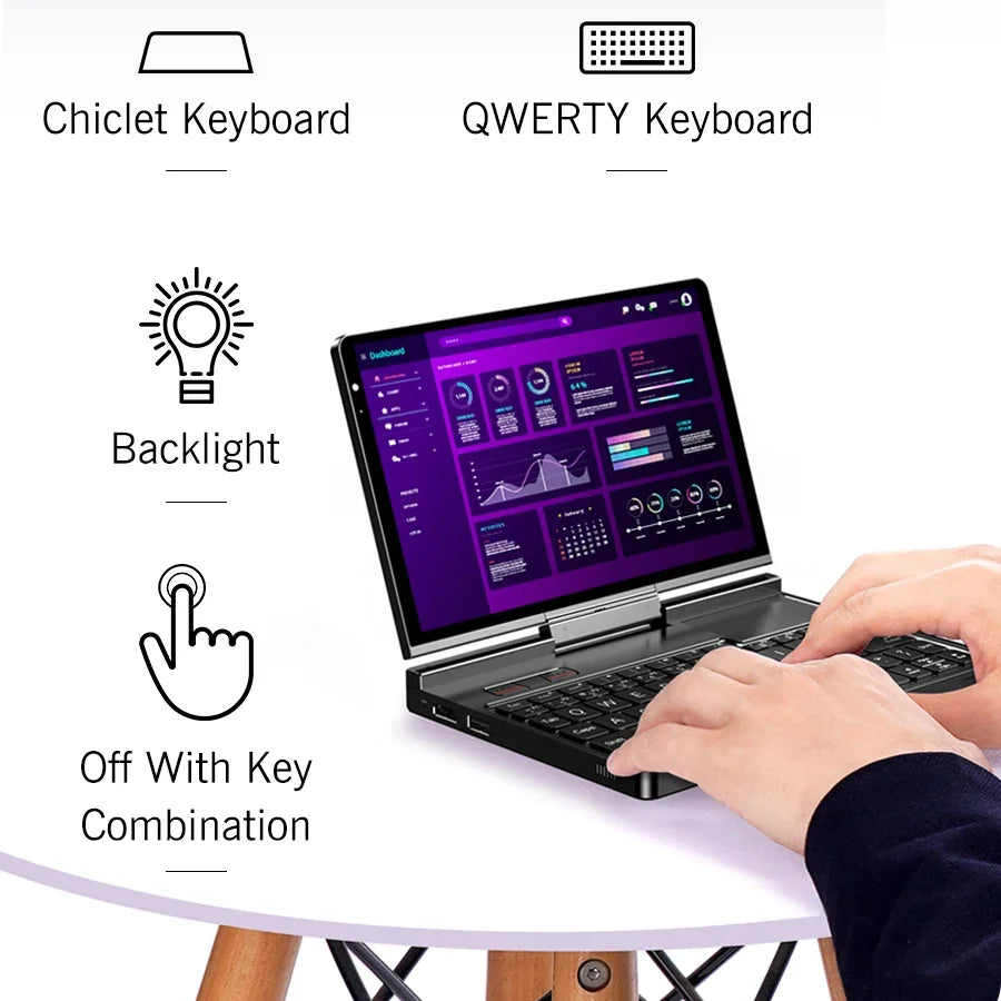 GPD Pocket4 Latest AMD AI 9 HX 370/8840U 64GB 2TB NVMe 8.8 Inch 144Hz 2in1 Laptop Tablet Palm Size MiniPC 2026 Hot Sale