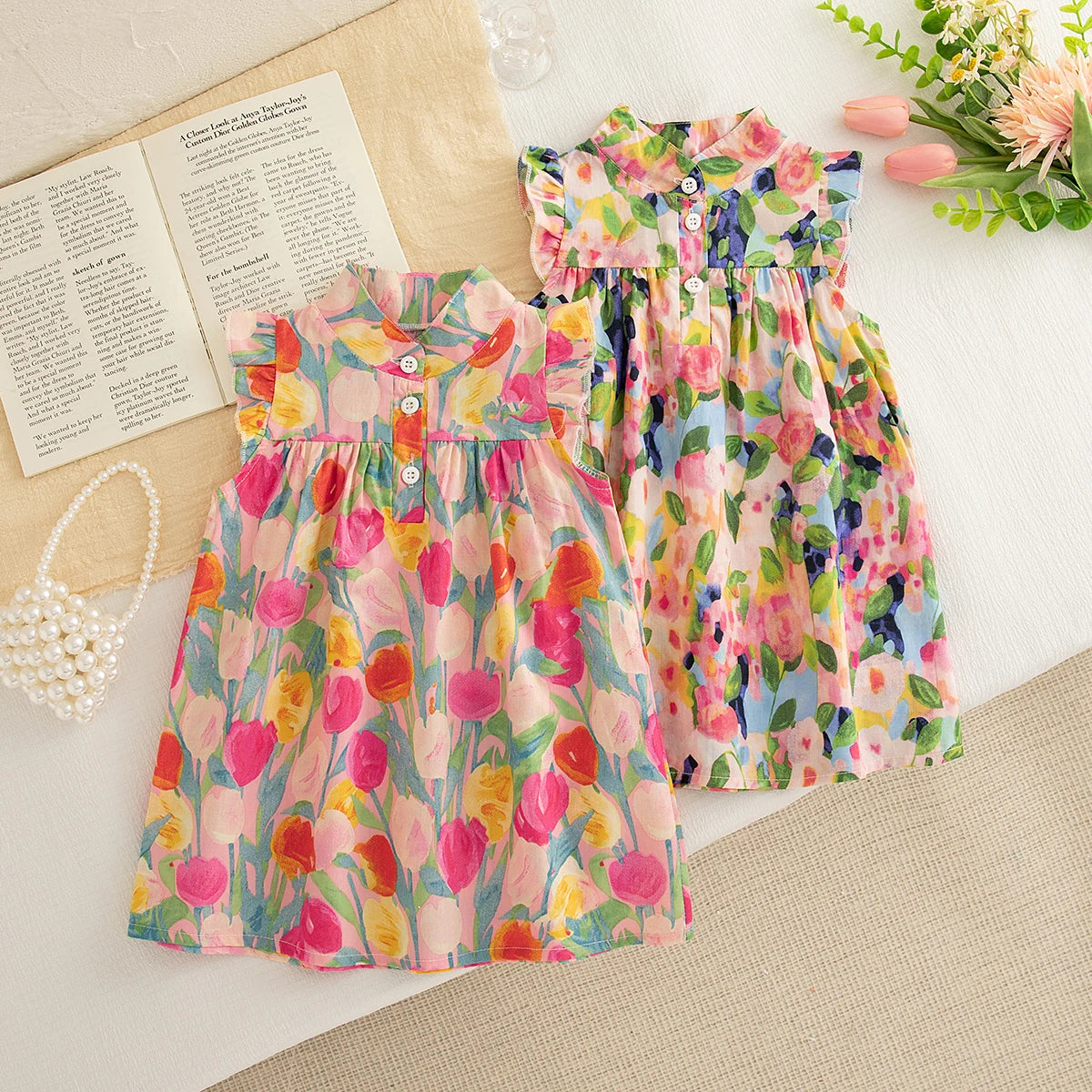 Baby Girl Floral Dress Summer New Cool And Breathable Children'S Sleeveless Clothes (3 Months -3 Years Old)