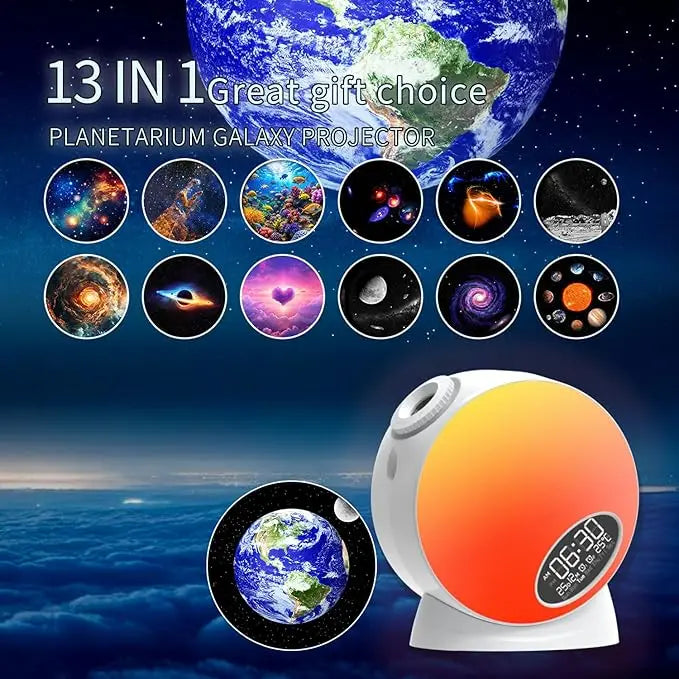 Planetarium Projector Night Light Star Projector with Clock Display Bluetooth Function and 15 Types of Sleep-Aiding White Noise