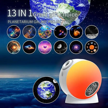 Planetarium Projector Night Light Star Projector with Clock Display Bluetooth Function and 15 Types of Sleep-Aiding White Noise