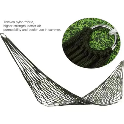 Outdoor Gear - Thickened Mesh Camping Hammock, Nylon Rope Single-Person Mesh Hammock
