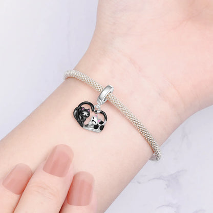Hot Sale 925 Sterling Silver Dog Cat Cute Pet Animals Pendant Birthday Party Gift for Women Bangle Bracelet Necklace DIY Jewelry