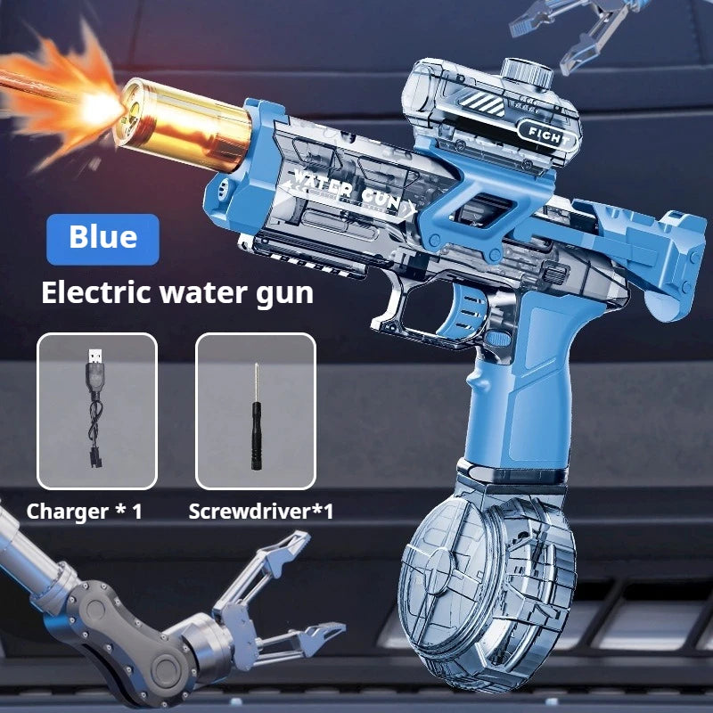 Electric Water Gun with Flashing Function Continuous Spray Water Gun Summer Outdoor Game Water Gun Children's and Adult Toy Gift