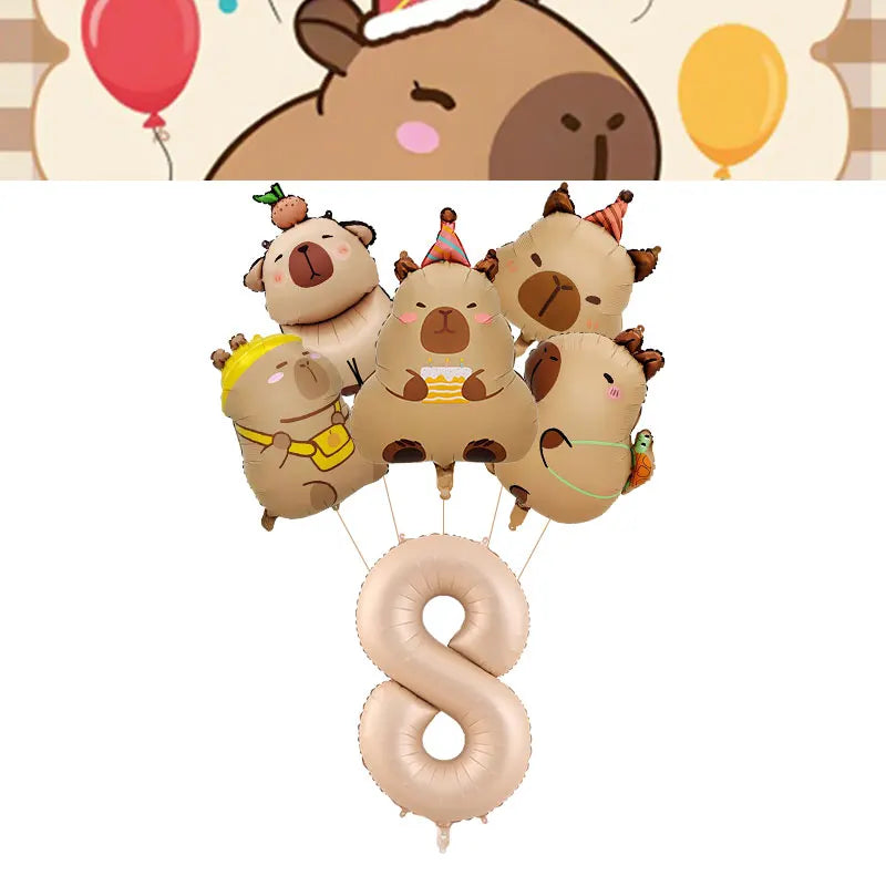 Capybara Decoration Birthday Party Favors Tableware Set Cup Plate Balloons Gift Bags Happy Banner Cake Topper Supplies for Girls