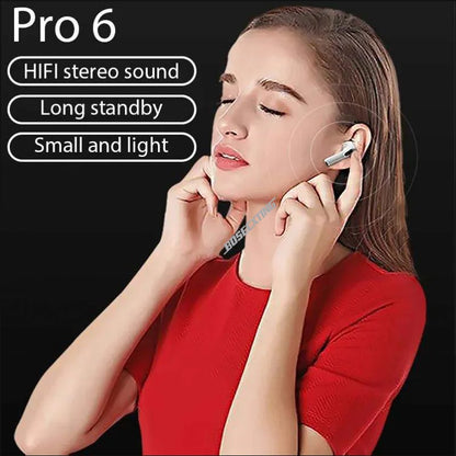 BOSECXTING Pro 6 True Wireless Earphone TWS 9D HiFi Ultra Long Battery Life Headphones Bluetooth Music Earbuds With Mic Portable