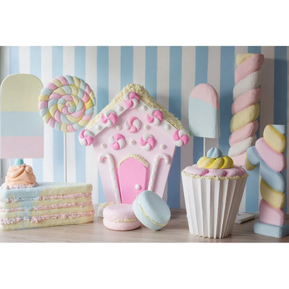 Candy Bar Baby Shower Birthday Backdrop Ice Cream Car Donuts Lollipop Party Photo Background Cake Table Decor Photography Props
