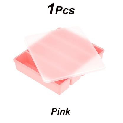 4 Grid Big Ice Tray Long Strip Square Whiskey Ice Cubes Silicone Mold With Lid Non-toxic Durable Pub Wine Ice Blocks Maker Model