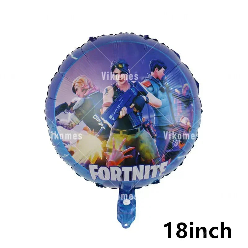 Fortnite Balloons Happy Birthday Banner Shooting Game Party Decoration Alpaca Llama Disposable Tableware Background Cake Topper