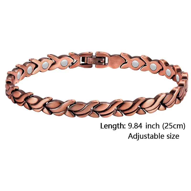Women Magnetic Therapy Anklets 99.9% Pure Solid Copper 3500 Gauss Magnets Ankle Pain Relief for Arthritis Adjustable Size