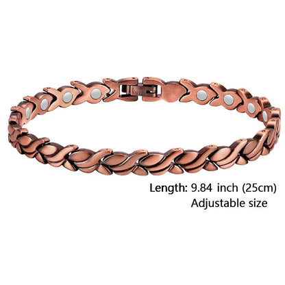Women Magnetic Therapy Anklets 99.9% Pure Solid Copper 3500 Gauss Magnets Ankle Pain Relief for Arthritis Adjustable Size