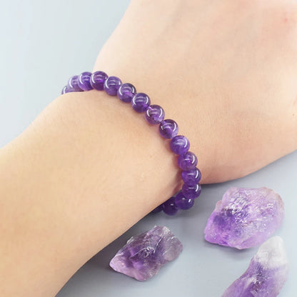 Natural Amethyst Quartz Crystal Bead Bracelet Health Bracelet for Women Weight Loss Fatigue Pressure Fatigue Relief Yoga Jewelry