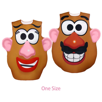 Funny Potato Head Couple Costume Halloween Mr and Mrs Matching Outfit Cartoon Vegetable Themed Cosplay Tunic Disguise Dress Up