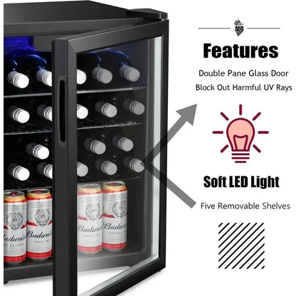 Activity priceActivity limited-time pricePromotionCompact 2.4 Cu. Ft. Mini Wine Cooler with Clear Glass Door, Quiet Operation, a