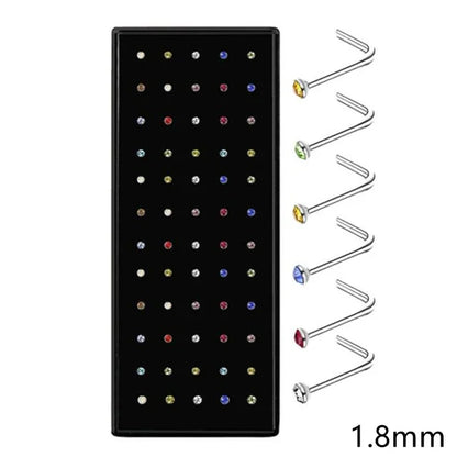 40/60pc Stainless Steel Straight L Nose Stud for Women Nose Ring Set