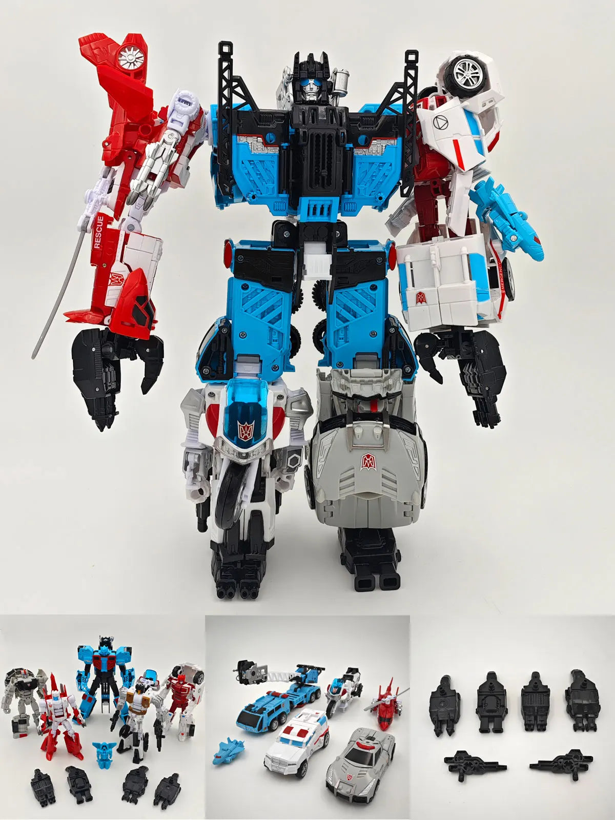 HZX 6 en 1 Devastator Haizhixing juguetes de transformación figura de acción de Anime KO G1 Robot avión vehículo de ingeniería m