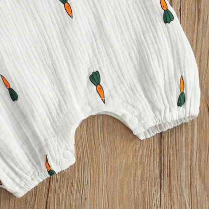 Summer Baby Boys Girls Sleeveless Romper Linen Fabric Cactus Print Playsuits Cotton Muslin Jumpsuits Children Overalls Clothing