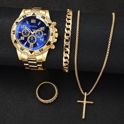 Surprise Mystery Watch Set Blind Box-4PCS/Set Fashion Men Business Watch Quartz Wristwatch Jewelry Set Reloj Hombre（Without Box）