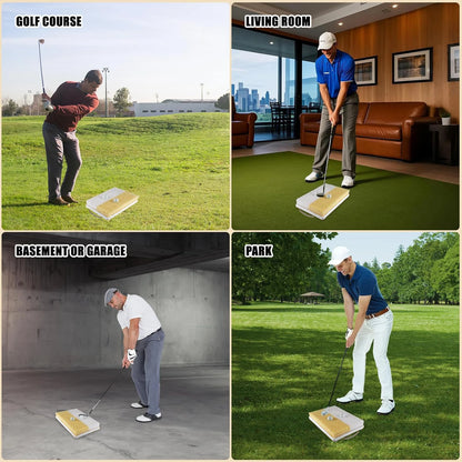 Golf Bunker Practice Mat-Dual-Mode Sand Trap Trainer with Shallow & Deep Pit Simulation, 15.5' X 11.6'' Portable Golf Hitting