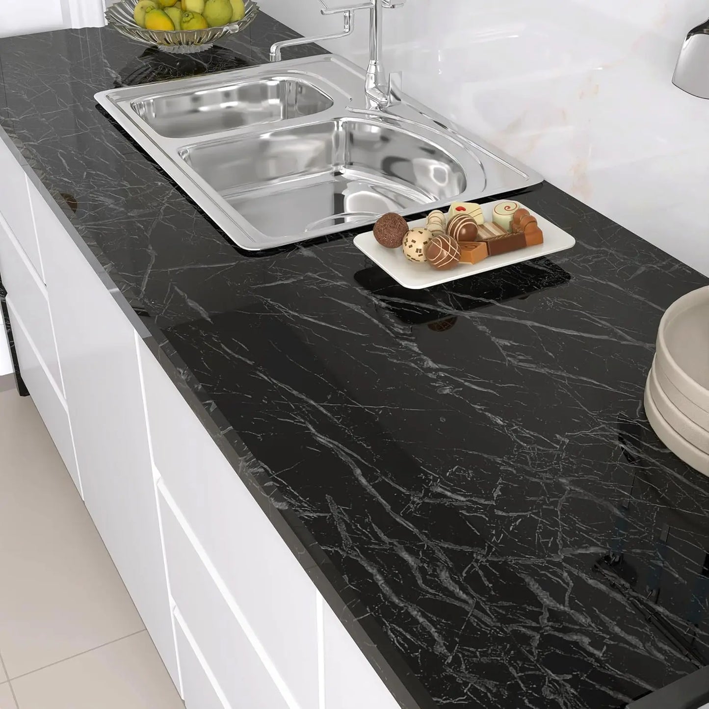 80cm Marble Vinyl Self Adhesive Wallpaper Waterproof Contact Paper PVC Wall Stickers for Kitchen Livingroom Home Decorative Film