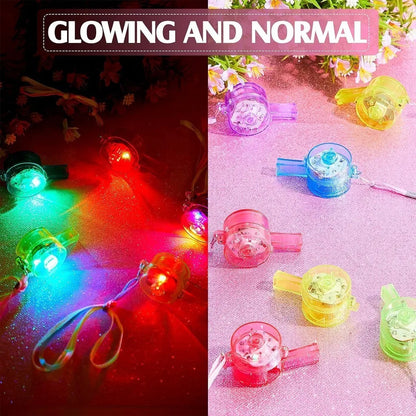 10-50pcs LED Light Up WhistlesToys Glow in the Dark Noice Makers Necklace with Lanyard Glow Whistles Party Supplies Whistles