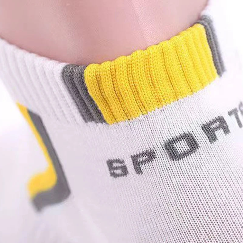 5pairs Men's Fashion Sports Socks, Striped Cotton Sweat Absorption Breathable Comfortable Ankle Socks