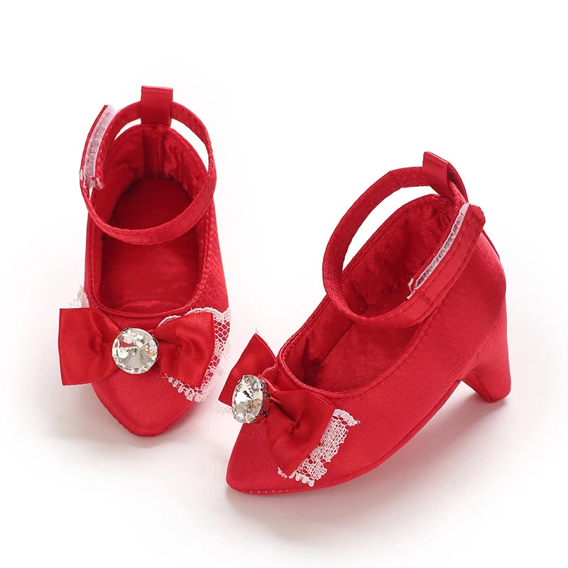 Baby Girls First Princess Heels Party Bow Soft Sole Spring Autumn Toddler Dress Up Shoes