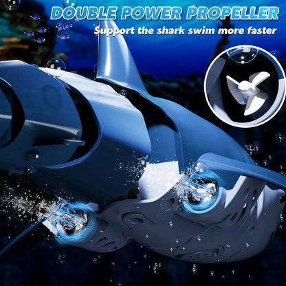 2.4GHz RC Shark Boat Toy for Kids Boys, Remote Control Shark with Water Spray LED Lights, Pool Lake Water Toy Gift Outdoor Play