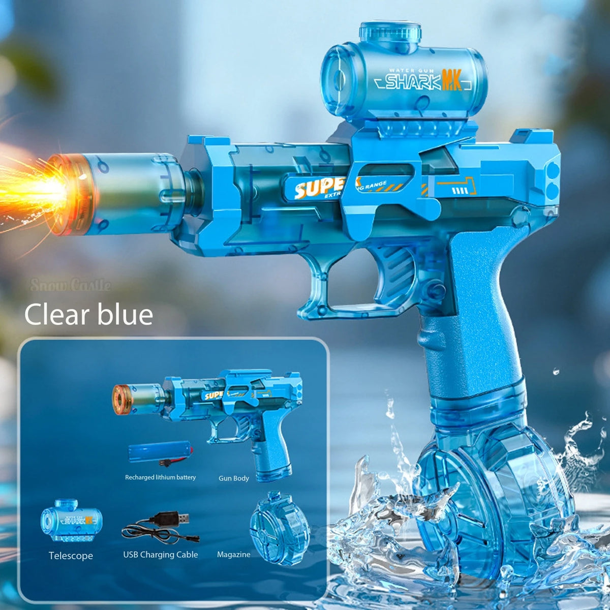 Children Simulated Firing Electric Water Gun Toy Gatling Automatic Continuous Shooting Water Pistol Summer Outdoor Toys for Kids