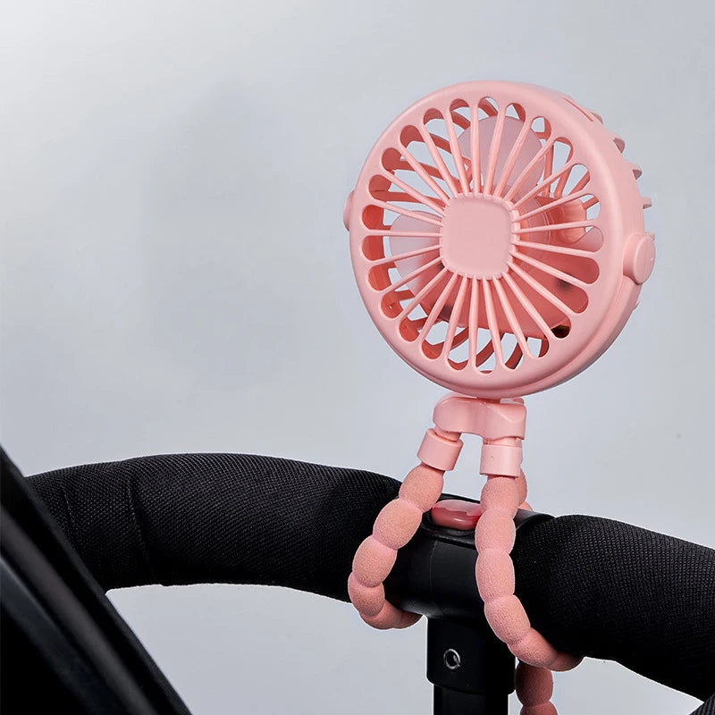 Baby 3 Speeds Stroller Mini Fan with Light Portable USB Charging Fan