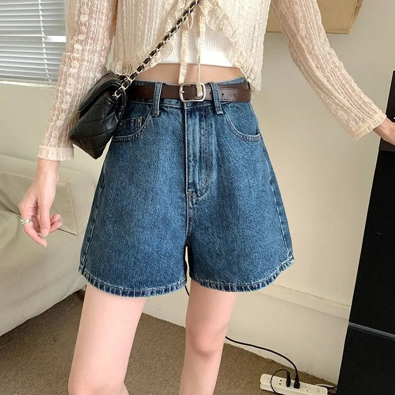 Summer Thin High Waist Wide Leg ort Jeans Women's Loose Fit A-Line orts Casual Straight Tube Pants High Waist orts
