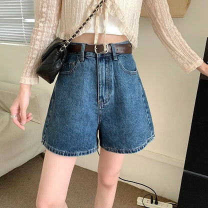 Summer Thin High Waist Wide Leg ort Jeans Women's Loose Fit A-Line orts Casual Straight Tube Pants High Waist orts