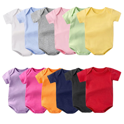 0-2Y Baby Bodysuit 80cm Girl 100% Cotton Summer Boutique Baby Clothes Boy Newborn Grey Green Purple Orange Plain White Rompers