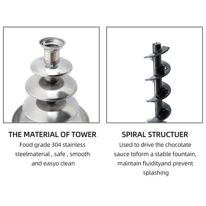 Chocolate Fountain, 4 Tiers Electric Melting Machine, Fondue Pot Set, for Chocolate Candy, Ranch, Nacho Cheese UK,230V