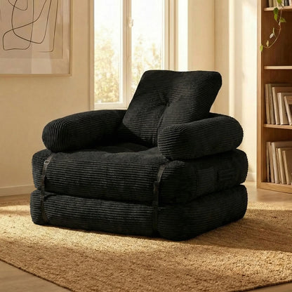 Modern Convertible Sofa Bed, 2-Seater Vacuum Packed Compressed Couch, Soft Memory Foam Floor Sofa for Small Space Living Room