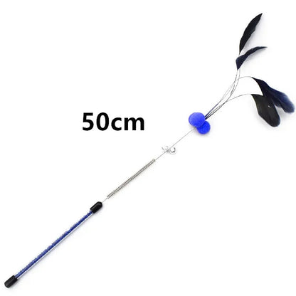 Cat Toy Spring Cat Toys Interactive Steel Wire Feather Toys for Cats Teaser Funny Feather Cats Toy Stick Plush Ball Pet Supplies